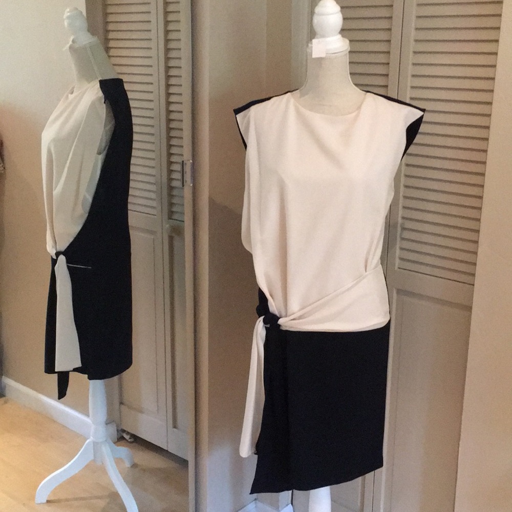 Black navy and white dress